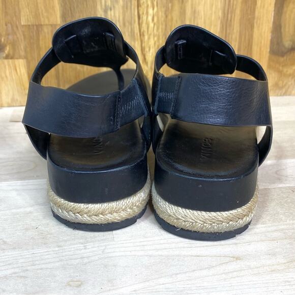 Vince Flint Black Leather Espadrille Sandals Platform 35.5 - Picture 3 of 9
